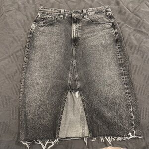 AG Adriano Goldschmied Black Denim Midi Skirt